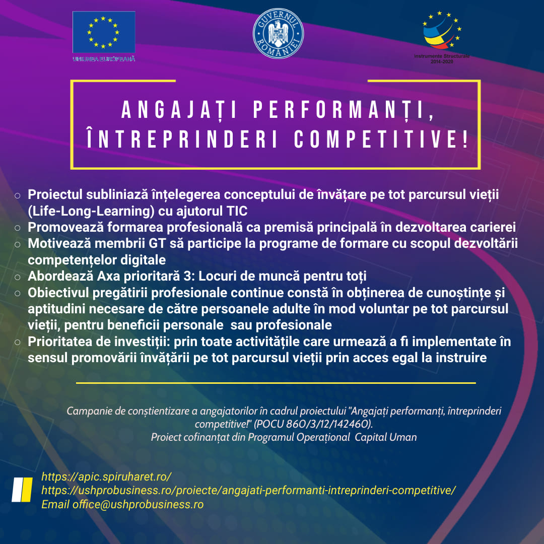 Read more about the article ANGAJAȚI PERFORMANȚI, ÎNTREPRINDERI COMPETITIVE!_CONCEPT PROIECT (POCU/860/3/12/142460)