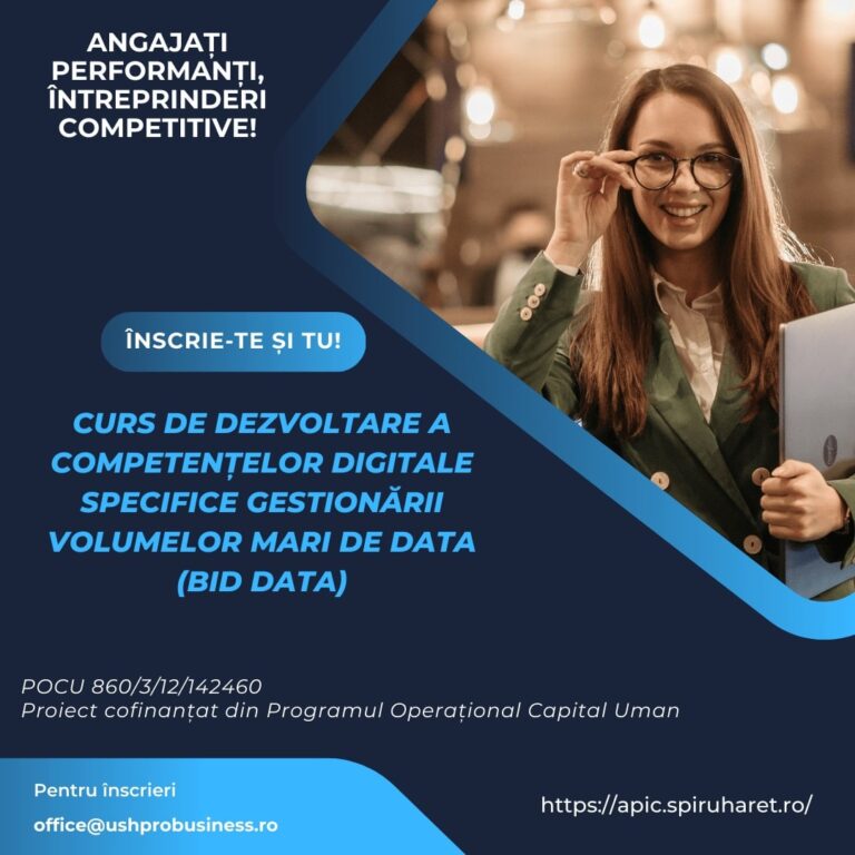 Read more about the article Campanie constientizare: Curs de dezvoltare a competențelor digitale specifice gestionării volumelor mari de data (Big Data)