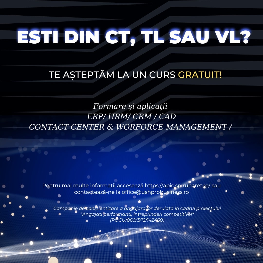 You are currently viewing Formare aplicații ERP / HRM / Contact Center & Workforce Management / CRM / CAD