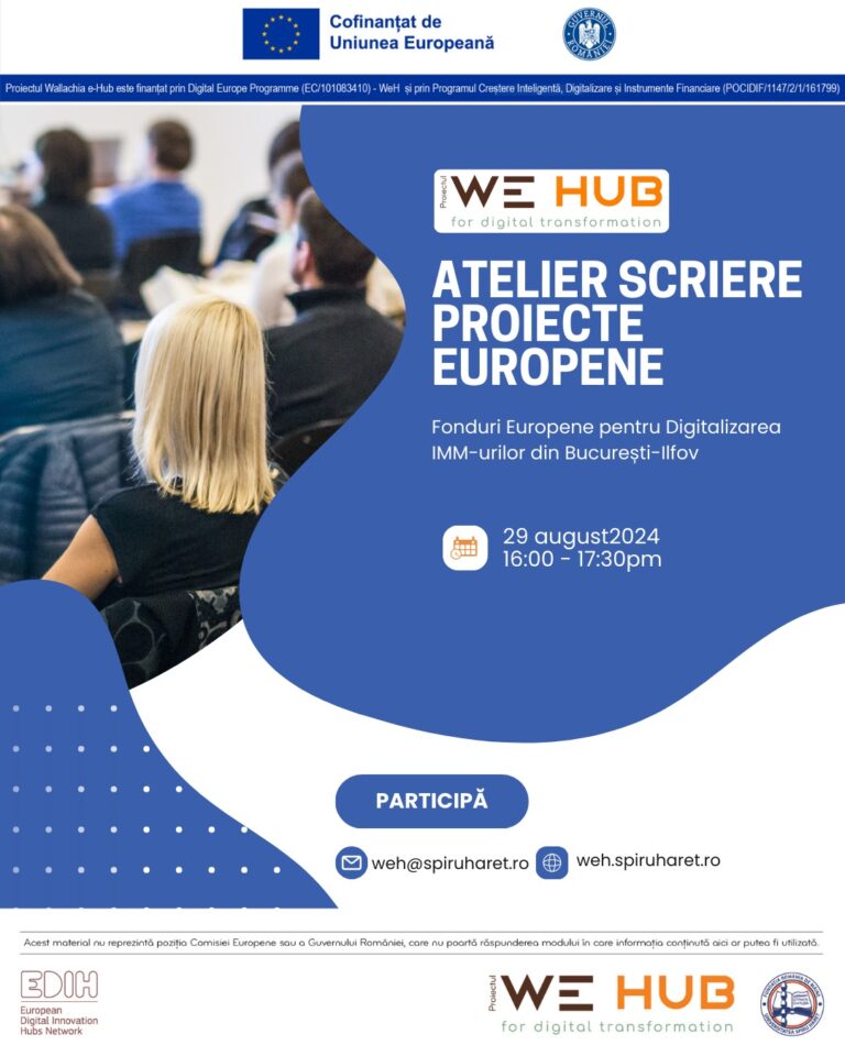 Read more about the article WEBINAR ATELIER SCRIERE PROIECTE EUROPENE – 29 August 2024