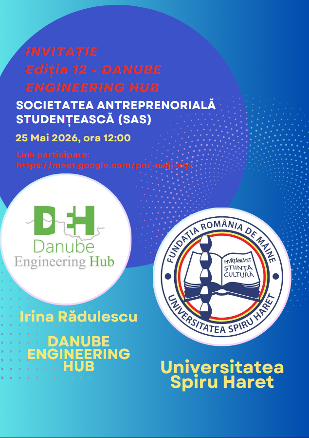 Read more about the article INVITATIE DANUBE ENGINEERING HUB – SOCIETATEA ANTREPRENORIALA STUDENTEASCA – 25 MAI 2026