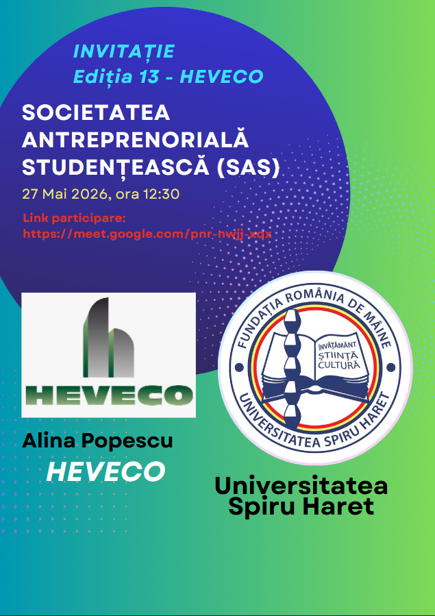 Read more about the article INVITATIE HEVECO – SOCIETATEA ANTREPRENORIALA STUDENTEASCA – 27 MAI 2026