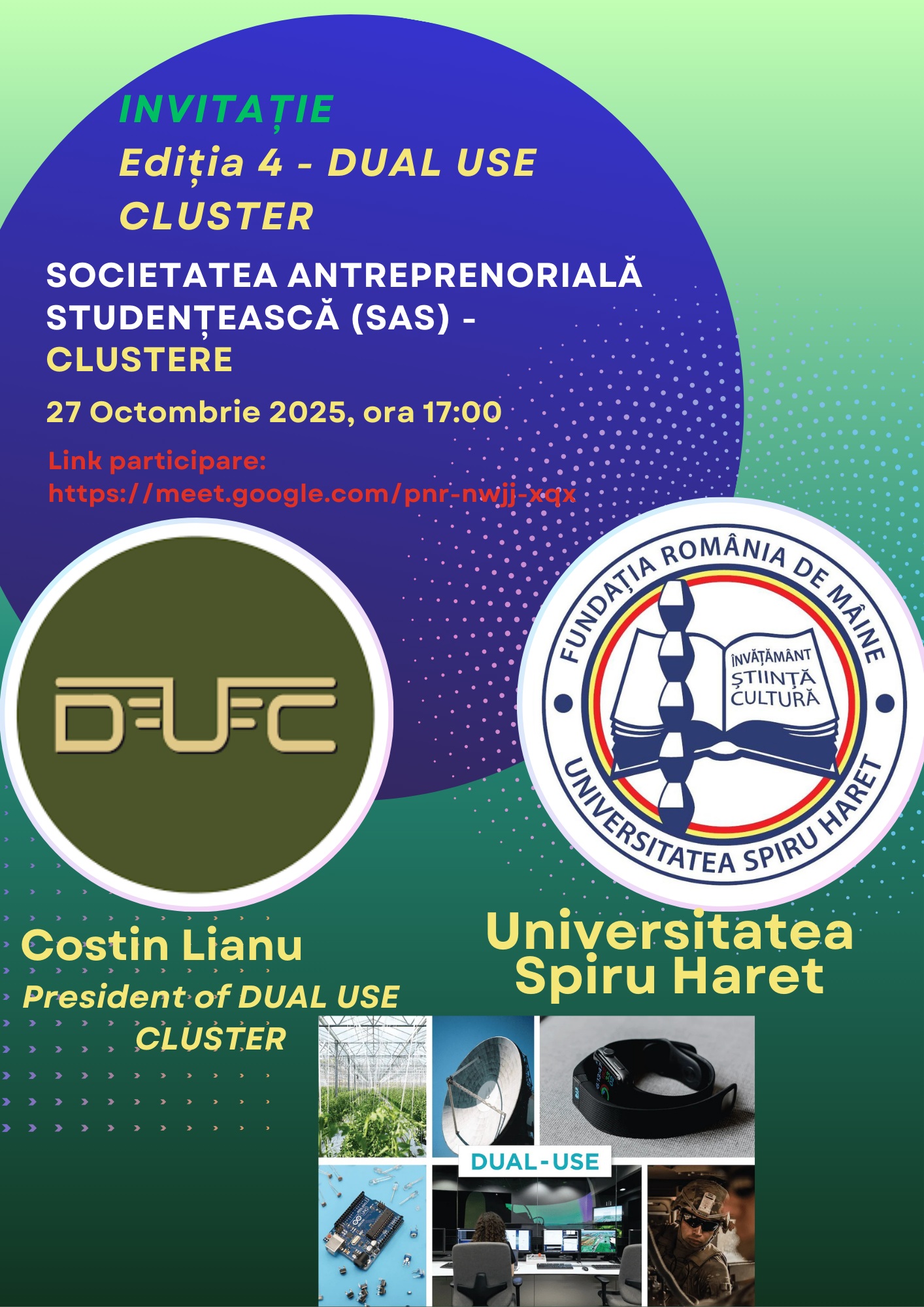 You are currently viewing INVITATIE DUAL USE CLUSTER – SOCIETATEA ANTREPRENORIALA STUDENTEASCA – 20 Noiembrie 2025